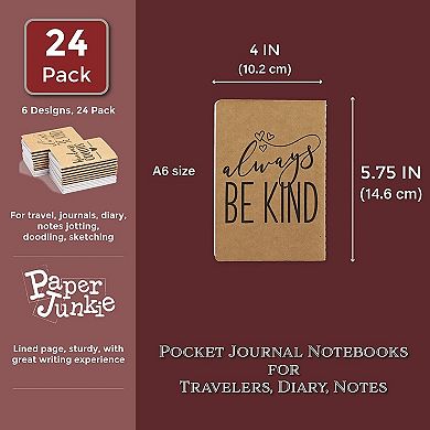 24Pack Motivational Kraft Travel Journal Notepads Notebooks Lined Paper, 4x5.75"