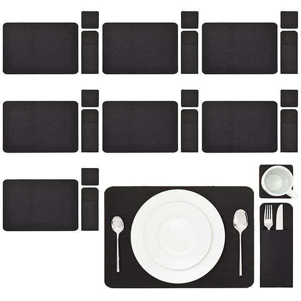 Felt Table Placemats Set of 8 for Dining Table, 8 Coasters, 8 Cutlery