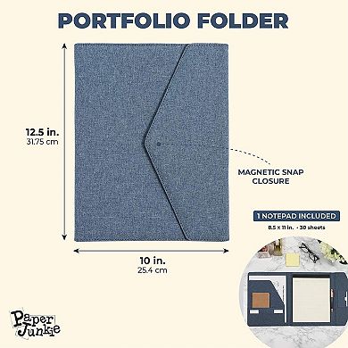 Blue Portfolio Folder, Business Portfolio Pad Binder (12.5 x 10 in)