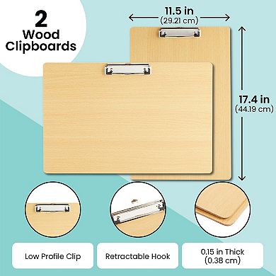 2 Pack Extra Large 11.5 x 17.4 inches Clipboard w/ Low-Profile Clip