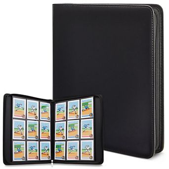 360 Card Pocket Binder With Zipper 9 Pocket Trading Cards Album Folder, Black