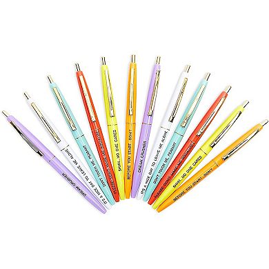 Ballpoint Pens with Funny Quotes and Insults (6 Colors, 12 Pack)