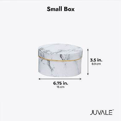Round Gift Boxes with Lids, White Marble Cardboard Box Set, 3 Assorted Sizes