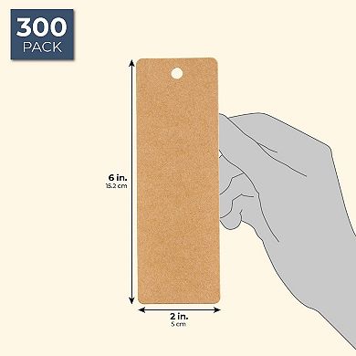 300pcs Blank Kraft Bookmarks For Diy Crafts Hanging Gift Tags, 2 X 6 Inches