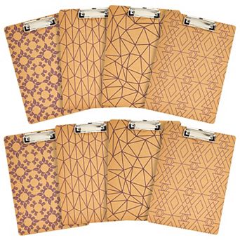 8 Pack Cute Clipboards With Low Profile Clips, Wooden Clip Boards 8.5x11