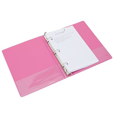 Mini 3 Ring Binder for 5.5 x 8.5 Inch Paper, Pink Office Supplies (6 Pack)
