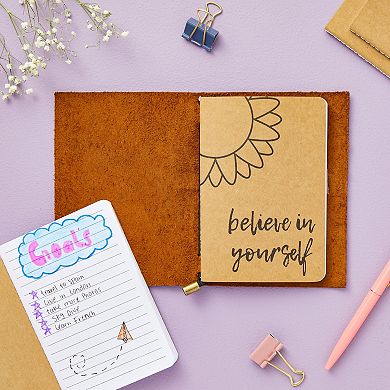 12 Pack Happiness-themed Journals Bulk Set, Kraft Paper Notebooks, 4 X 5.75 In