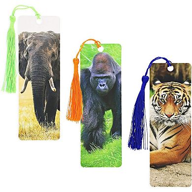 72 Pack Wildlife Animal Bookmarks with Tassels for Kids School Supplies, Book Fairs (6 x 2 In)