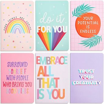 Uplifting Inspirational Journal Notebooks (5.5 x 8.3 in 6 Pack)