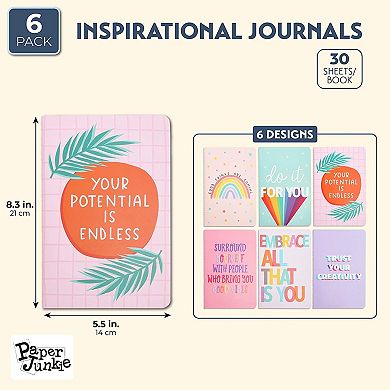 Uplifting Inspirational Journal Notebooks (5.5 x 8.3 in, 6 Pack)