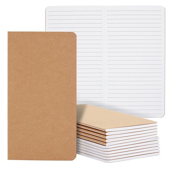 12 Pack Kraft Blank Soft Cover Journals 40 Lined Notebooks, 8.26 x 4.4 Inch