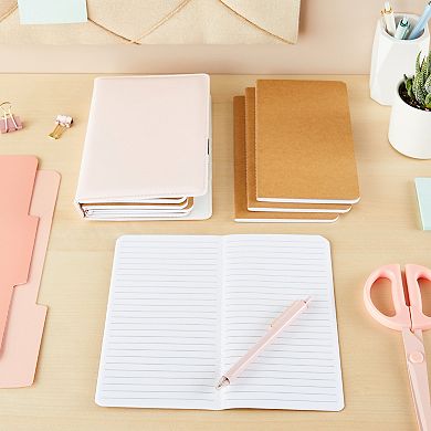 12 Pack Kraft Blank Soft Cover Journals 40 Lined Notebooks, 8.26 x 4.4 Inch