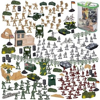 300 pc Plastic Army Men Toy Soldiers for Boys with Military Figures, Tanks, Planes, Flags, Accessories