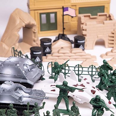 300 Piece Plastic Army Men Toy Soldiers for Boys with Military Figures, Tanks, Planes, Flags, Accessories
