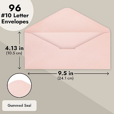 96-pack #10 Standard V-flap Blush Pink Envelopes For Business, 4-1/8x9-1/2 In