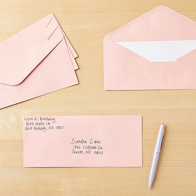 96-pack #10 Standard V-flap Blush Pink Envelopes For Business, 4-1/8x9-1/2 In