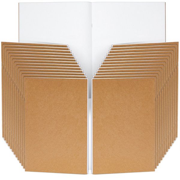 24 Pack Blank Unlined Notebook Bulk Set, Letter Size Kraft Paper