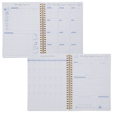 Budget Tracker Notebook, Hardcover Monthly Expense Journal Planner (8.5" x 6", Gold Foil Dots)
