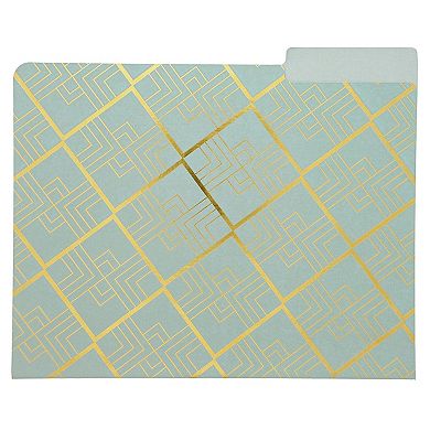 12 Pack Decorative File Folders with Gold Foil Geometrical Accents, 11.5x9.5 in