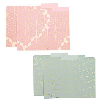 12 Pack Decorative File Folders with Gold Foil Geometrical Accents, 11.5x9.5 in