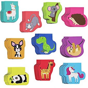 50-Pack Magnetic Bookmarks Clips for Kids, Bulk, 10 Animal Designs, 1.7x1.7 In