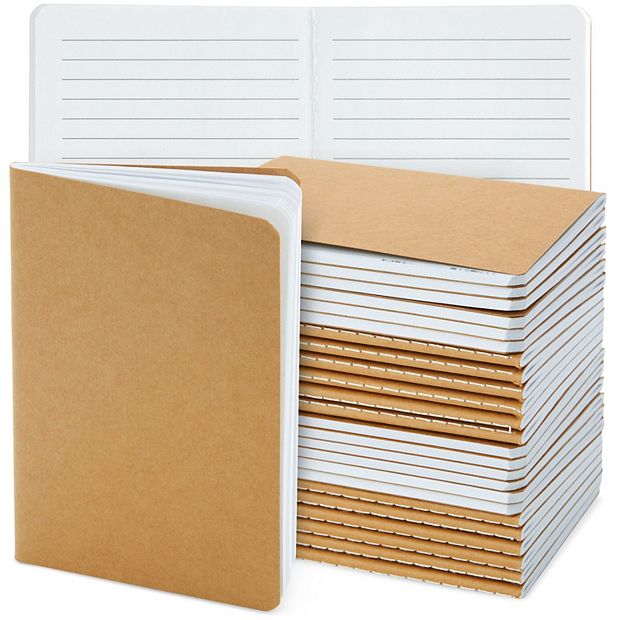 24 Pack A6 Kraft Paper Travel Journals, Bulk Mini Pocket Notebooks, 5.7x4.1