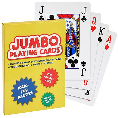 Giant Playing Cards For Seniors, Full Deck Of Oversized Jumbo Poker Cards, 8x11"