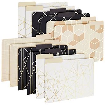 12 Pack Gold Foil Colored File Folders, 1/3 Cut Tabs, Letter Size, 9.5 x 11.5 In