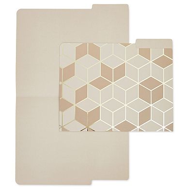 12 Pack Decorative File Folders with Geometric Gold Foil, 1/3 Cut Tab, Letter Sized for Office Supplies (9.5 x 11.5 In)