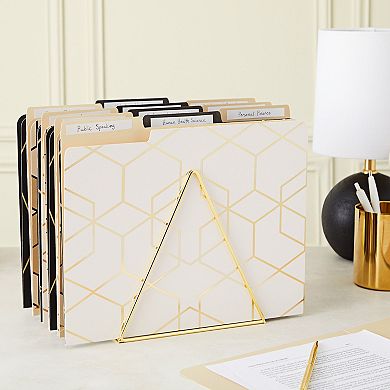 12 Pack Decorative File Folders with Geometric Gold Foil, 1/3 Cut Tab, Letter Sized for Office Supplies (9.5 x 11.5 In)