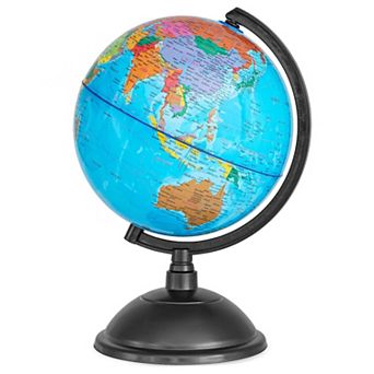 Spinning World Globe with Stand for Kids Learning, Classroom Desk, Students, Geography (8 In)