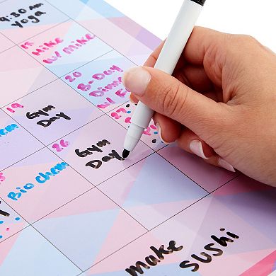 Adhesive Monthly Dry Erase Wall Calendar Reusable Undated (13.75 x 12.8 In, 6 Pack)