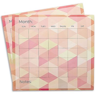 Adhesive Monthly Dry Erase Wall Calendar Reusable Undated (13.75 x 12.8 In, 6 Pack)