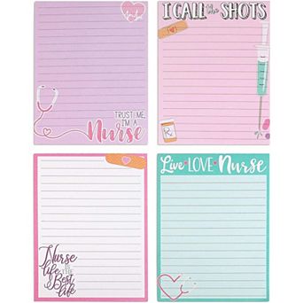 Writing Note Pads for Nurse Appreciation Gifts (4.25 x 5.5 in 4 Pack)