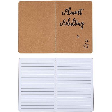 12-Pack Lined Kraft Notebook, 6 Different Designs, Brown, 4.1 x 5.8 Inch