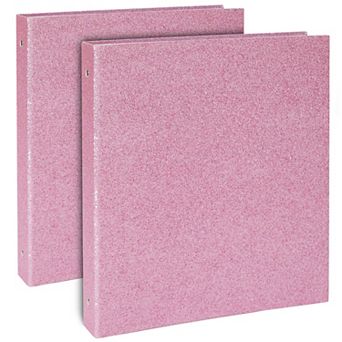 2 Pack Sparkly Pink 3 Ring Binder with 2 Inch Rings, 350 Sheet Capacity, 11x12"
