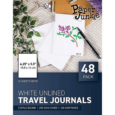 48 Pack Blank Unlined Notebook Plain Journals for Writing, Travel Bulk 4x5.5 In
