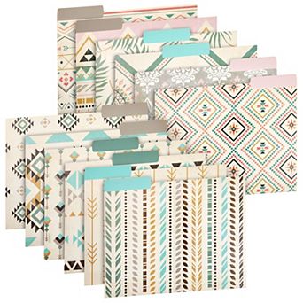 12 pc Patterned Design File Filing Organizers Folders Letter Size, 9.5"x11.5"