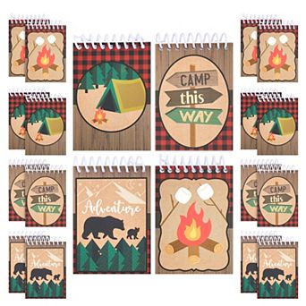 32x Camp Adventure Theme Wilderness Notepads for Kids, 4 Designs, 2.5 x 3.5 Inch