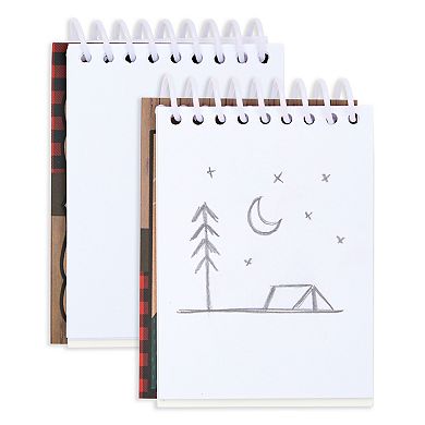 32 Pack Camp Adventure Theme Notepads for Kids, 4 Wilderness Designs (2.5 x 3.5 In)