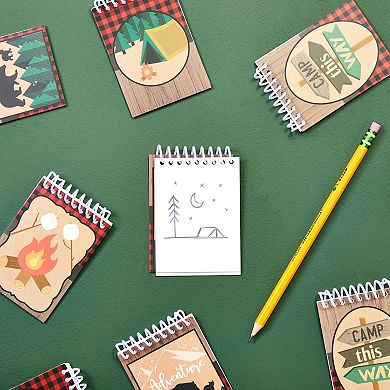 32x Camp Adventure Theme Wilderness Notepads for Kids, 4 Designs, 2.5 x 3.5 Inch