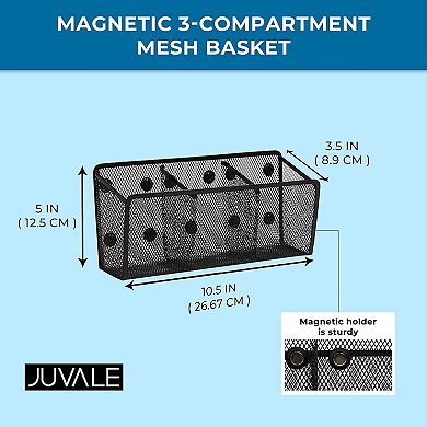 Juvale Magnetic Pen Holder with 3 Compartments (10.5 in, Black)