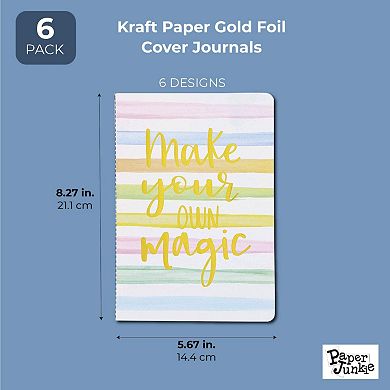 6 Pack Inspirational Notebooks for Women, A5 Journal for Students, 5.7 x 8.2 In