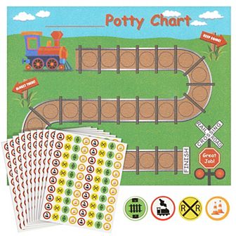 Potty Training Reward Chart - Pack of 50 Sheets and 800 Stickers, Train and Railroad Themed Toilet Training Kit for Toddlers, Motivational and Positive Reinforcement, 10.3 x 8.3 Inches