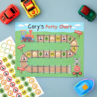 Potty Training Reward Chart - Pack of 50 Sheets and 800 Stickers, Train and Railroad Themed Toilet Training Kit for Toddlers, Motivational and Positive Reinforcement, 10.3 x 8.3 Inches