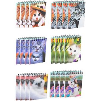 24-Pack Mini Top Spiral-Bound Notepad, To-do Lists, 3D Cat Design, 2.75 x 4.25"