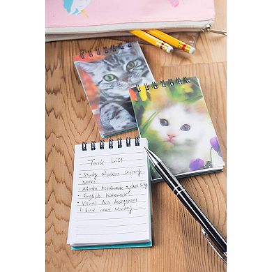 24-Pack Mini Top Spiral-Bound Notepad, To-do Lists, 3D Cat Design, 2.75 x 4.25"
