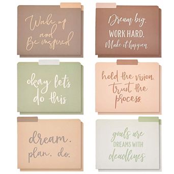 12 Pack Decorative File Folders, Letter Size for Women, Cute Earth Tone Colored
