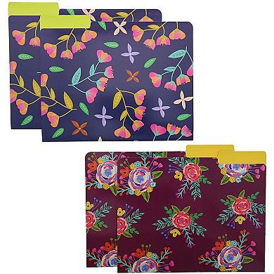 Decorative File Folders with 1/3 Cut Tabs, 6 Vintage Floral Designs (9.5 x 11.5 In, 12 Pack)
