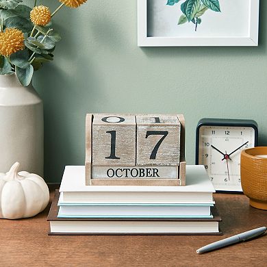 Wooden Date Blocks for Desk Decor, Rustic Style, 5 x 4 In